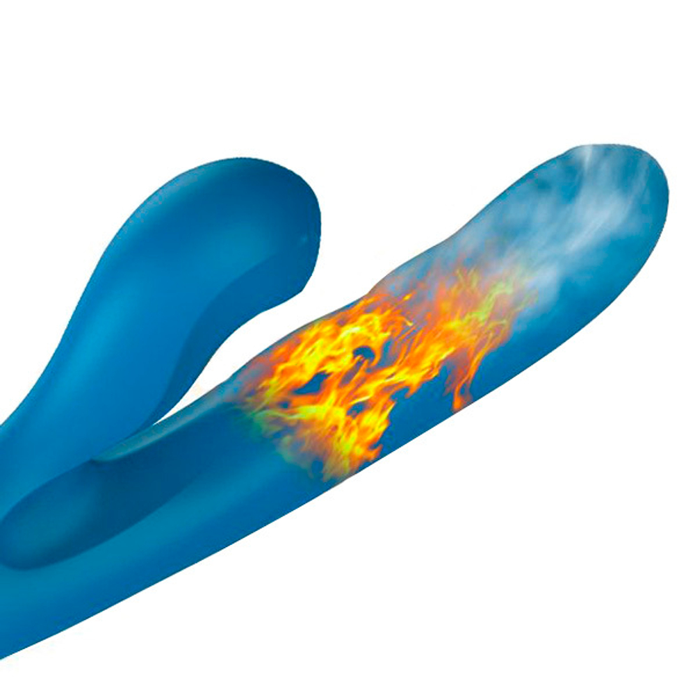 Голубой вибратор-кролик 22,2см с возвратно-поступательными движениями, вакуумом и подогревом BeYourLover Otto Blue Z139