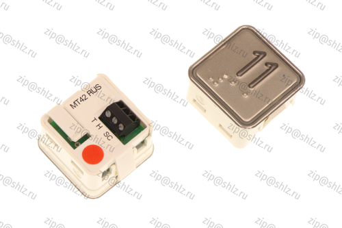 Кнопка (кнопочный модуль) MT42 RUS "11 Этаж", квадратная, красная подсветка, Брайль.