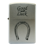 Зажигалка серебристая матовая Zippo Horse Shoe с покрытием Satin Chrome