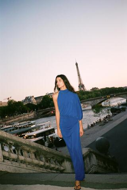 ZARA ПЛАТЬЕ СО СБОРКАМИ, ВАСИЛЬКОВЫЙ