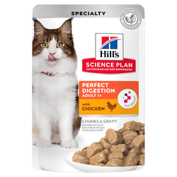Hill's Science Plan Perfect Digestion Пауч для взрослых кошек (Курица, коричневый рис)