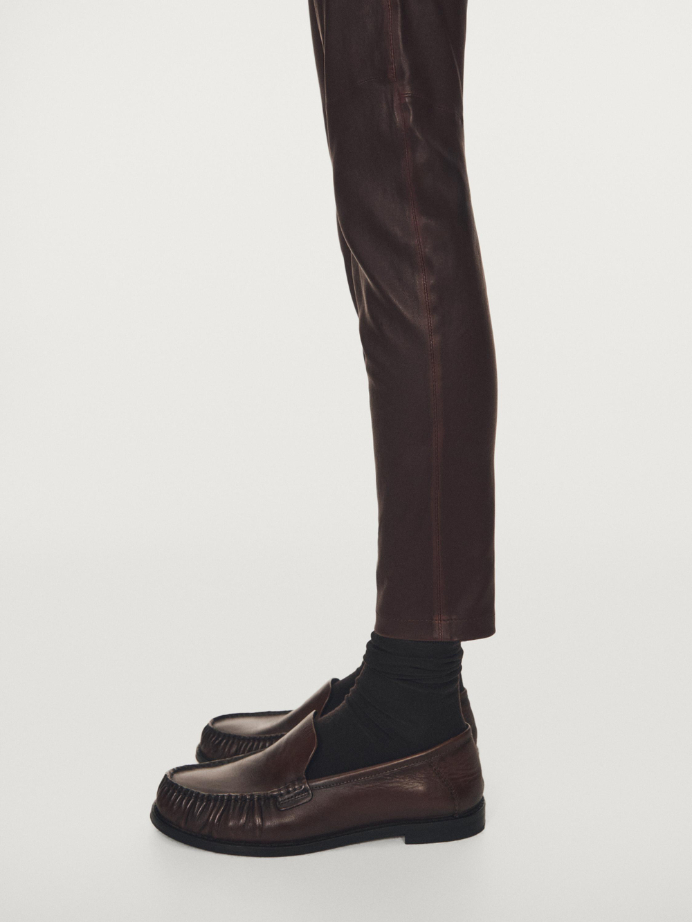 Massimo Dutti Легинсы из кожи наппа, коричневый