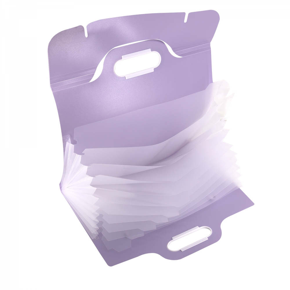 Папка-картотека Alingar, 332х302 мм, на резинке, прорезная ручка, пластик, 700 мкм, 11 отделений, сиреневый