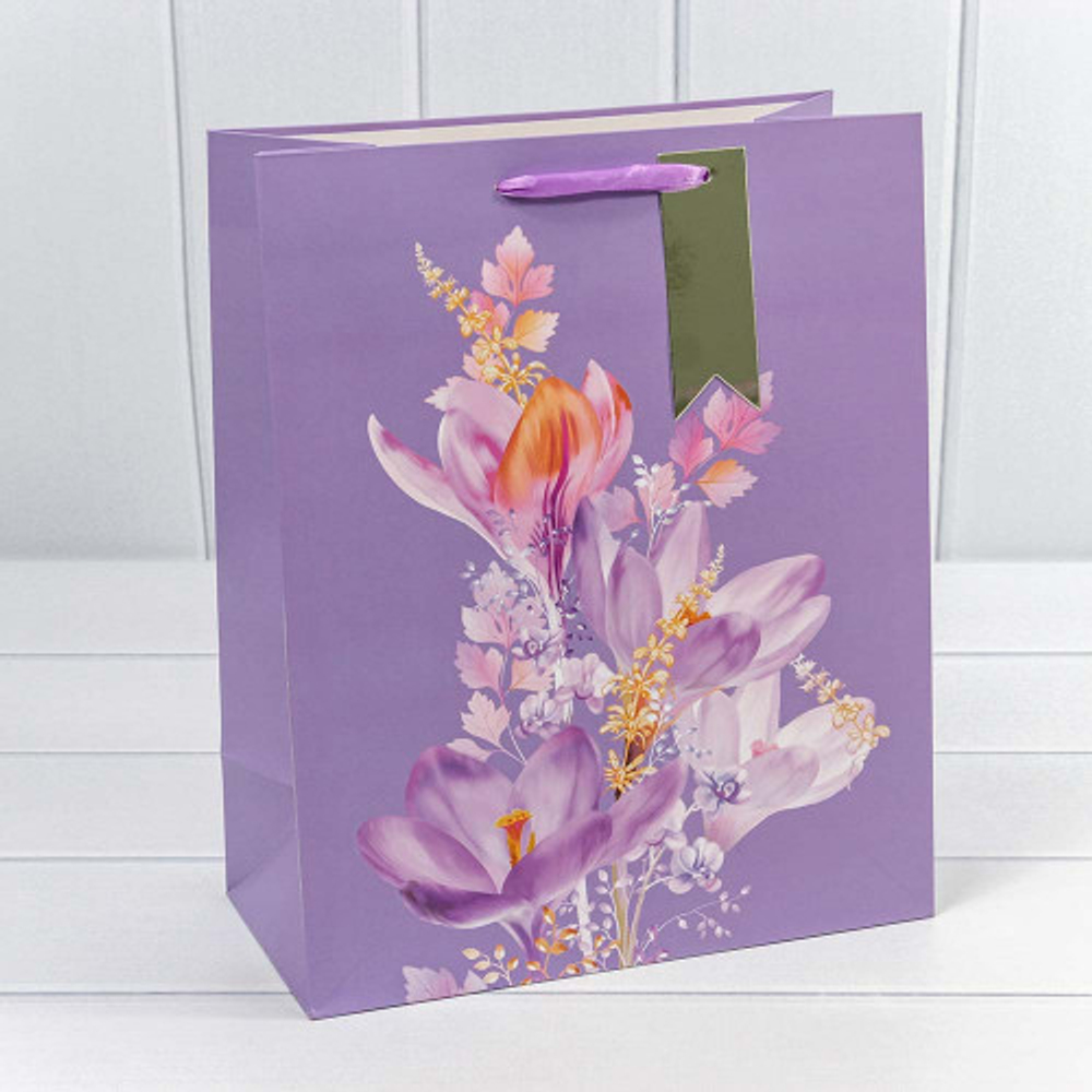 Пакет подарочный 26х32х13см Премиум "Цветы акварель" (Микс)