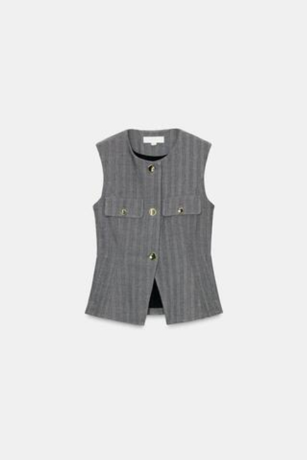 ZARA ЖИЛЕТ «ЁЛОЧКА» РАСКЛЕШЁННОГО КРОЯ, СЕРЫЙ