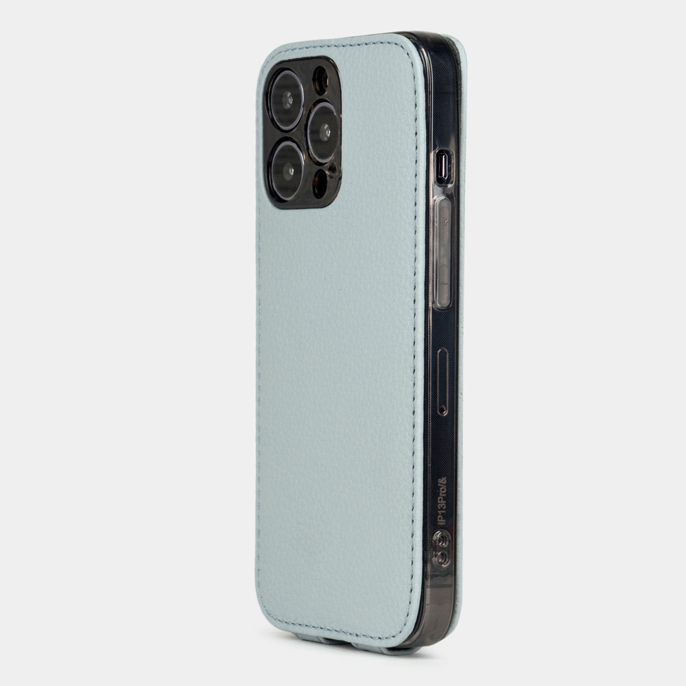 Чехол для iPhone 13 Pro из кожи теленка, голубого цвета