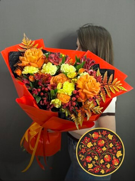Авторский букет в стиле Хохломской росписи