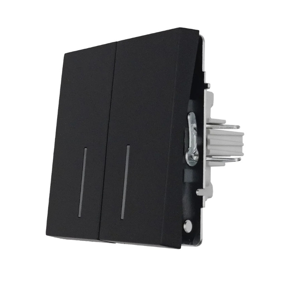 Выключатель 2-кл LEZARD ZIMA с подсветкой черный бархат безвинтовой зажим/клемма