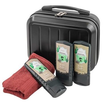 Набор(сумка черная2208#,гель для душа. бальзам для волос головы и бороды,шампунь для волос и бороды.полотенце-шоколад) La and Te beaute LT15Bag
