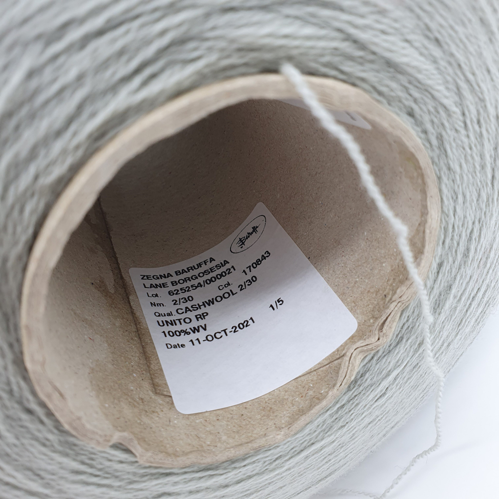 Пряжа Zegna Baruffa Cashwool 2/30 (100% мериносовая шерсть), 1500м/100гр, зеленый дым