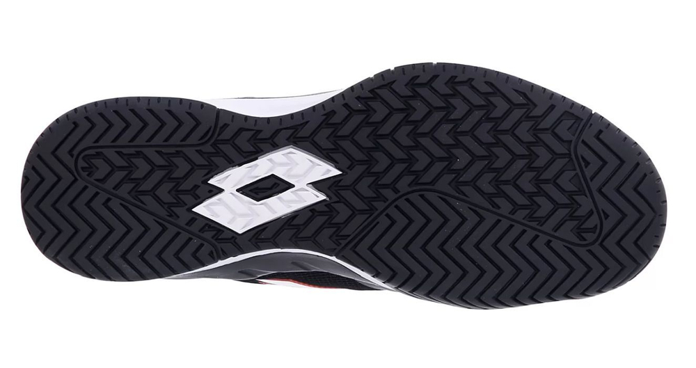 Мужские кроссовки теннисные Lotto Mirage 200 Speed - all black/all white/flame red