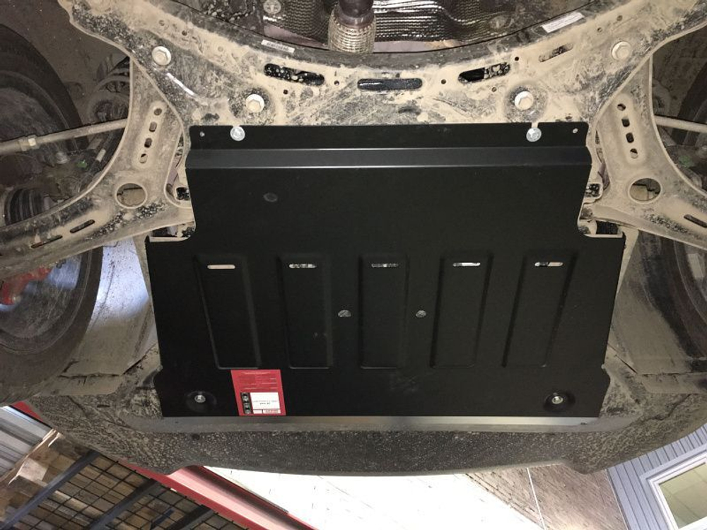 Защита картера двигателя, КПП (2 мм, сталь) для Geely Coolray SX11 2020- (V = 1.5T AT FWD), Belgee X50 2023- Sheriff.28.4448