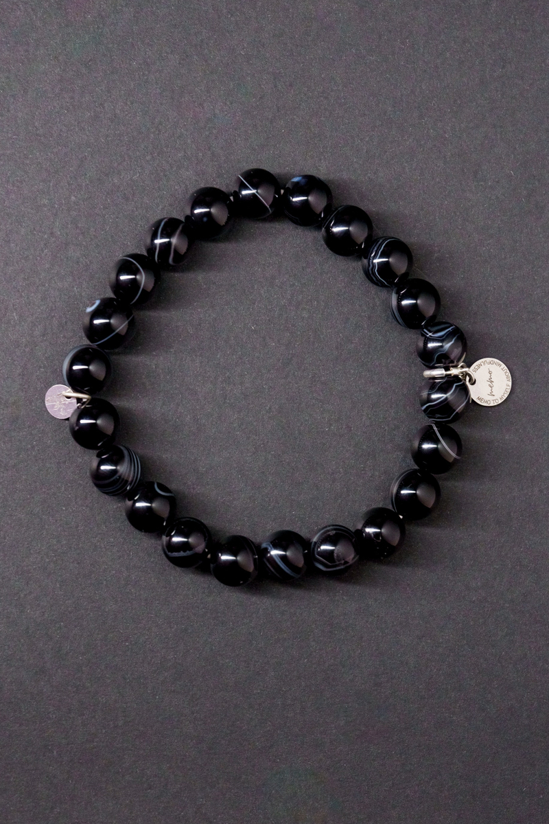 Браслет "Memo about Balance" из агата 8 мм с подвеской