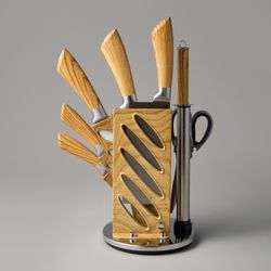 НАБОР НОЖЕЙ AGNESS С НОЖНИЦАМИ И МУСАТОМ НА ПЛАСТИКОВОЙ ПОДСТАВКЕ, 8 ПРЕДМЕТОВ (КОР=6НАБОР.)