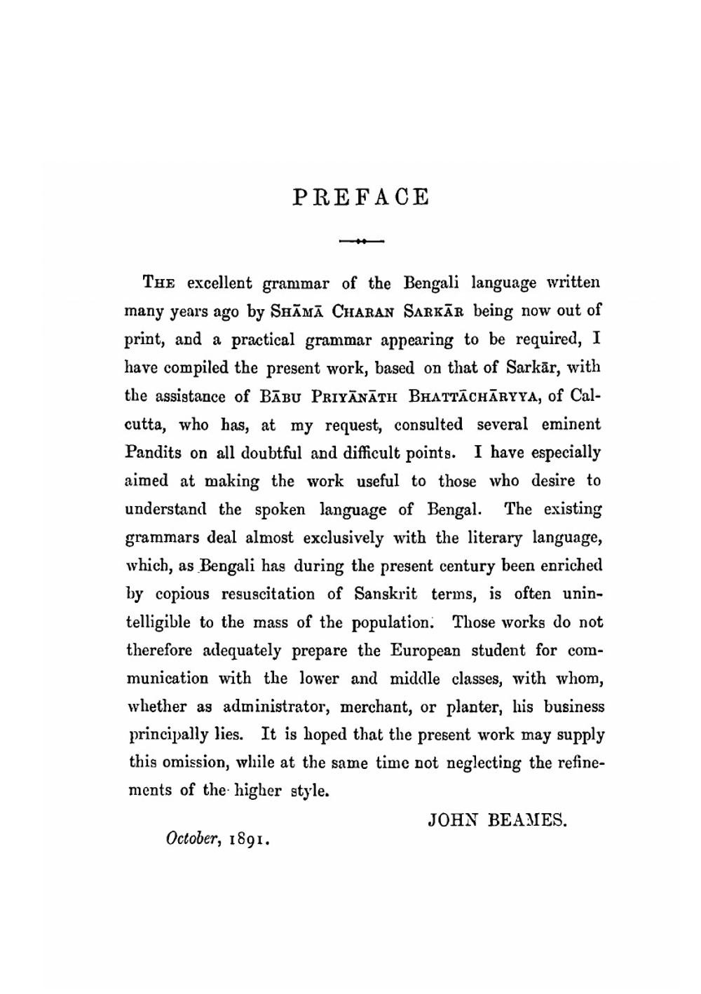 Grammar of the Bengali language literary and colloquial | John Beames