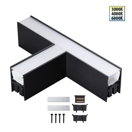 359611 OVER NT25 070 черный Светильник соединитель «Т» с переключ. цв. температуры IP20 LED 12W 220-240V 3000К\4000К\6000К FATTO