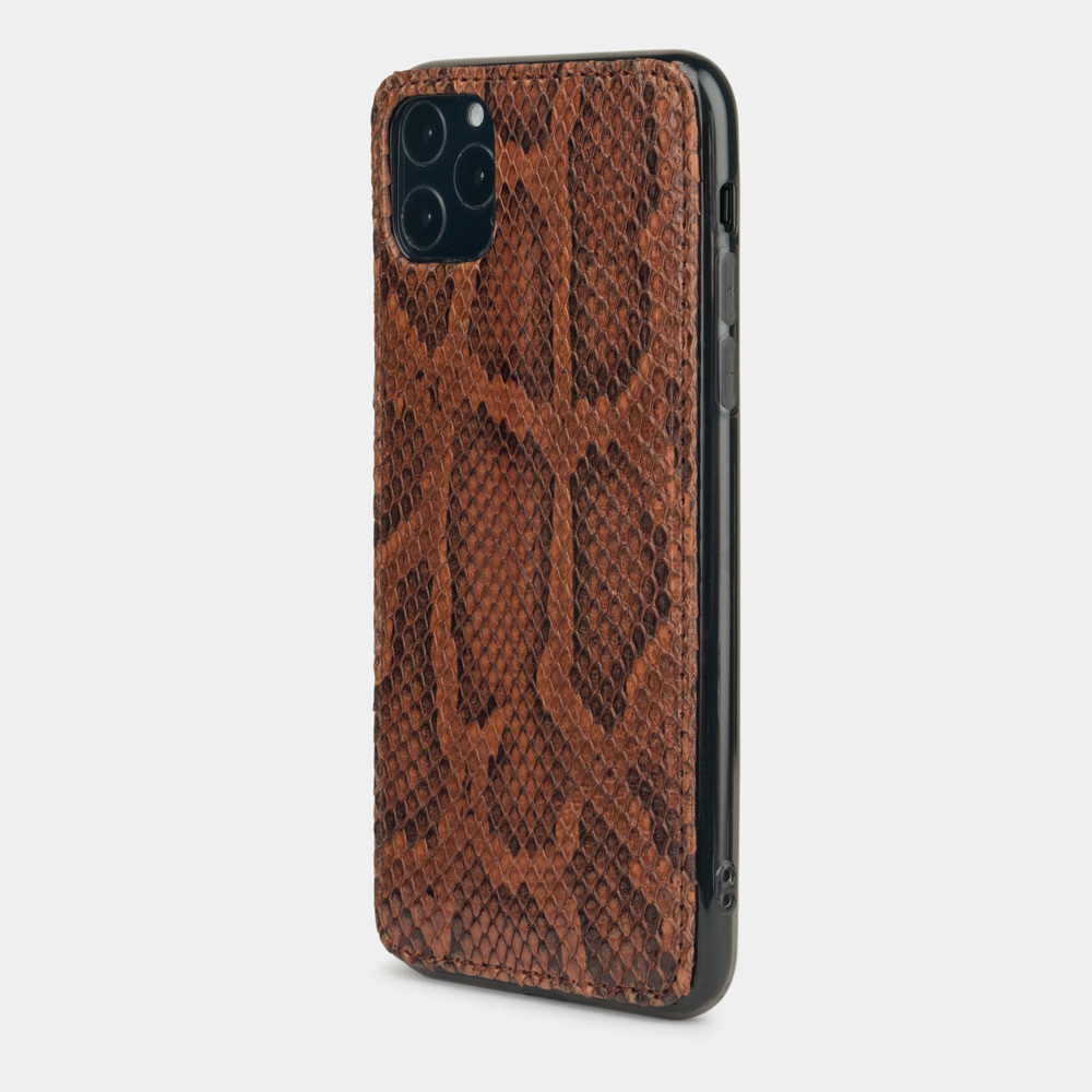 Чехол-накладка для iPhone 11 Pro из натуральной кожи питона, коричневого цвета