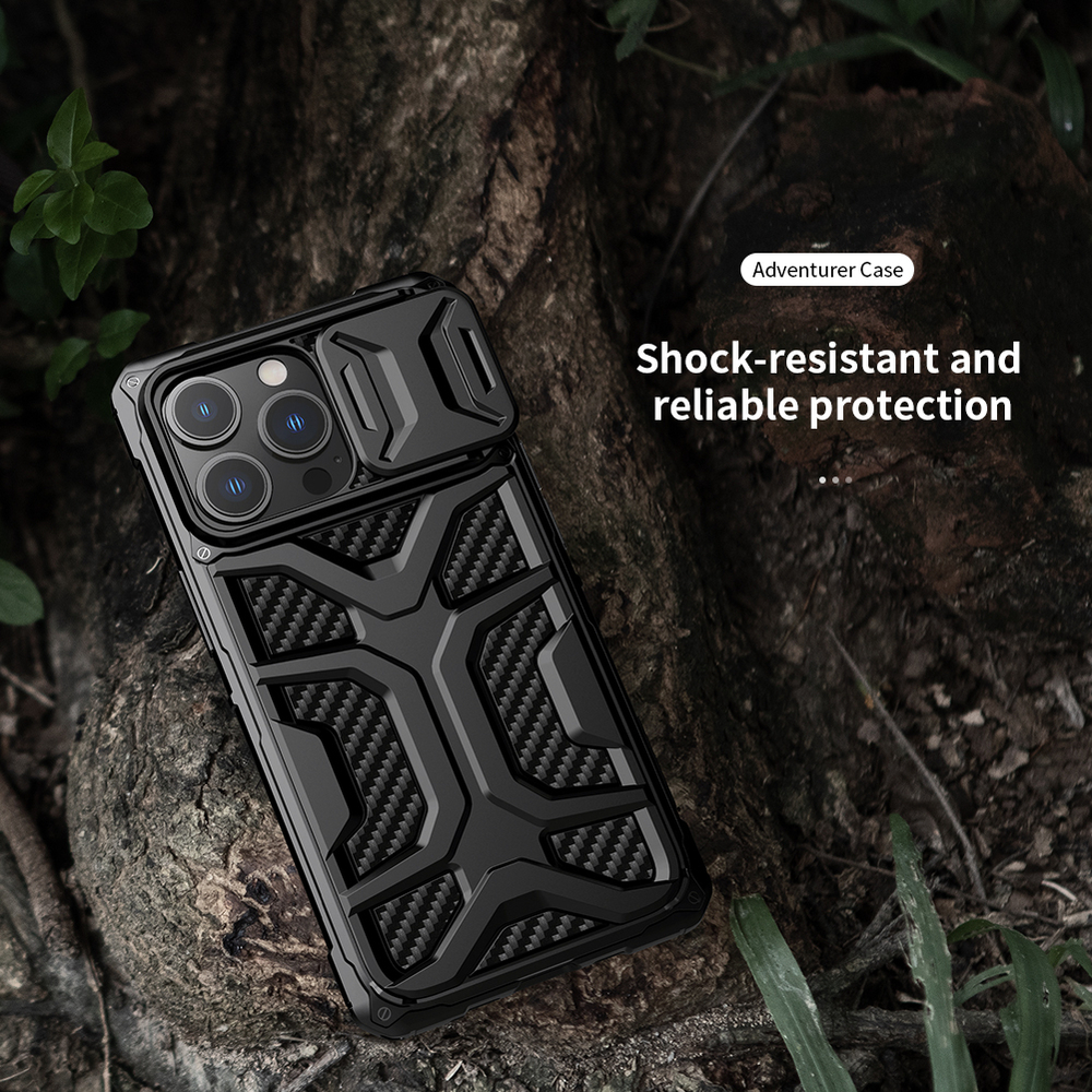Противоударный чехол от Nillkin с защитной шторкой для камеры на iPhone 13 Pro, серии Adventurer Pro Case
