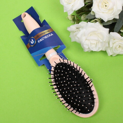 Расческа массажная «Manheten», овальная, цвет нежно-розовый, 6,5*24 см (блистер Ultramarine)