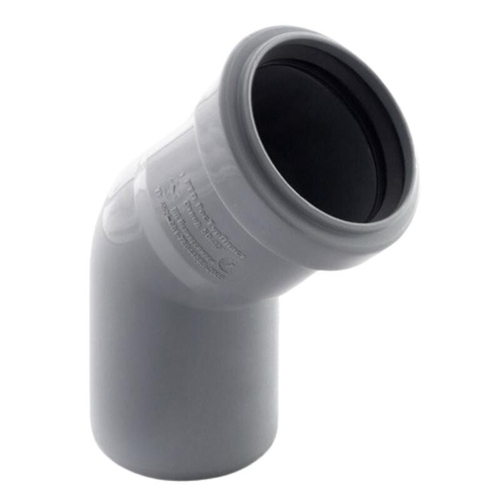 Отвод ПП (полипропилен) для канализации 45гр. Дн 32 с уплотнительным кольцом, Ростурпласт