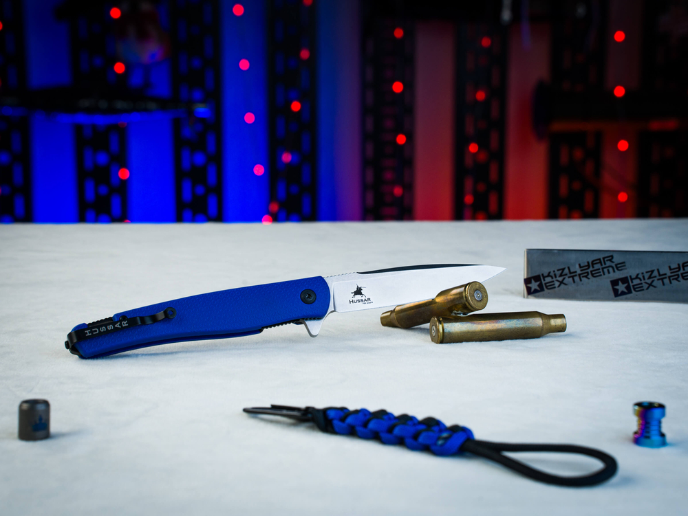 🏆Складной нож Hussar PGK (Cryo) StoneWash Blue