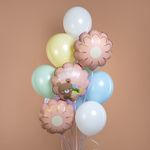 Шар (21''/53 см) Цветок, Ромашка, Золотые лепестки, Розовый, Сатин, 1 шт.