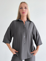 Костюм Arju 075 однотонный из рубашки и широких штанов на резинке