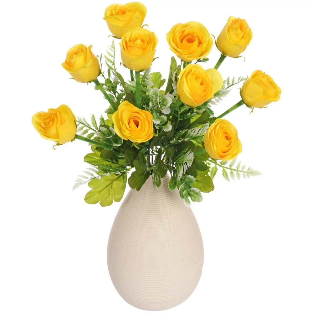 Искусственные цветы «Розовый букет» 42см 10 цветков желтые