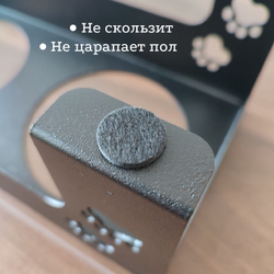 Миска для собак на подставке Лапы, двойная по 850мл, цвет черный