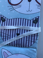 Борт-охранник бязь "Котики" голубой