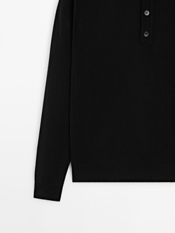 Massimo Dutti Поло из смесовой шерсти, черный