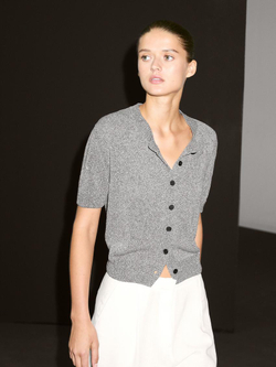 Massimo Dutti Кардиган из смесового хлопка с короткими рукавами, серый