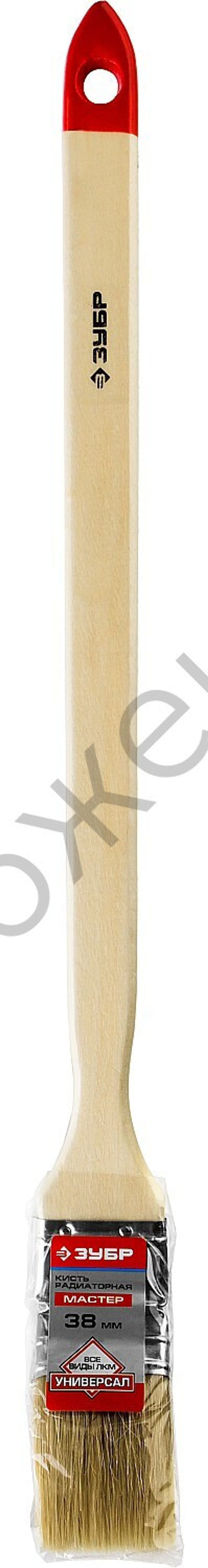 ЗУБР УНИВЕРСАЛ 38 мм, 1,5″ светлая натуральная щетина, деревянная ручка, Радиаторная кисть, МАСТЕР (01041-038)