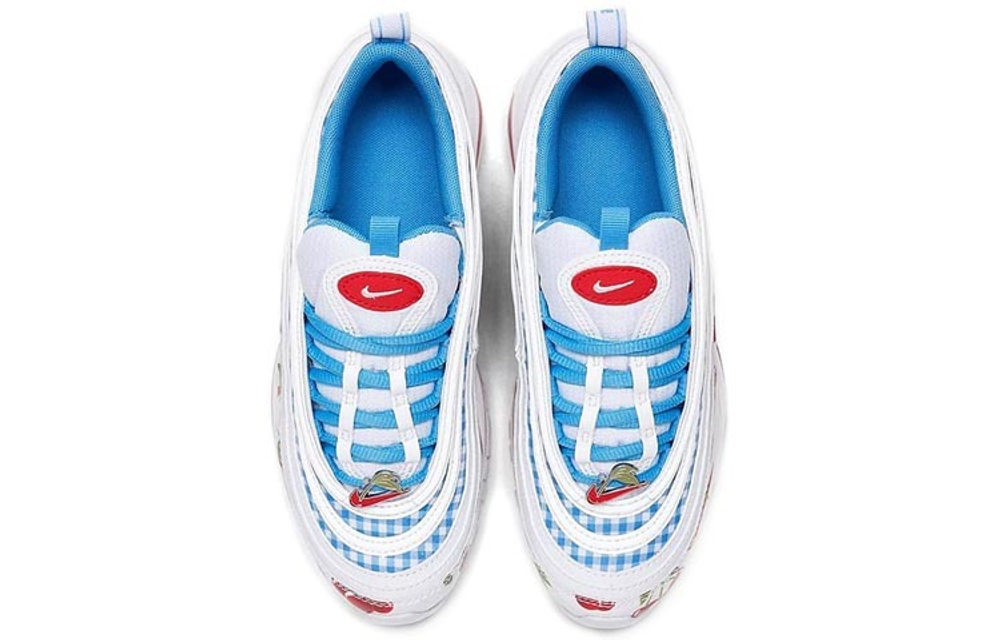 Nike Air Max 97 SE "Cherry" mesh shock absorption, non-slip, wear-resistant low-top running shoes GS white blue red