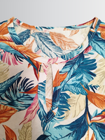 21232 Футболка удлиненная кулирка разноцветные листья (60)