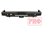 Бампер силовой задний Toyota Land Cruiser 76 2007+ с квадратом под фаркоп и фонарями РИФ