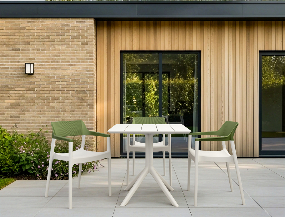 Кресло пластиковое Siesta Contract Tulum, белый, оливковый