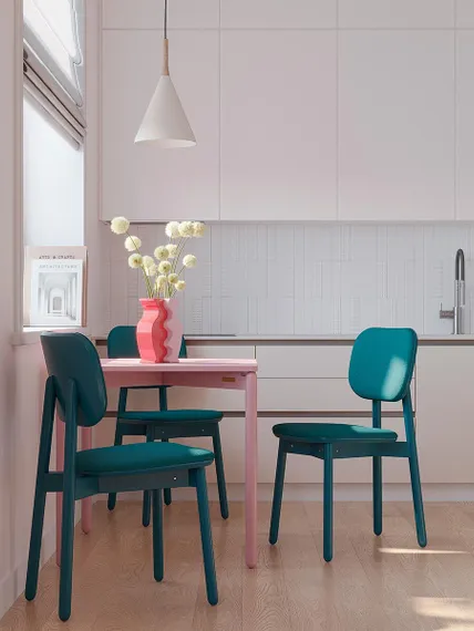 Стул с обивкой Saga, рогожка, сине-зеленый