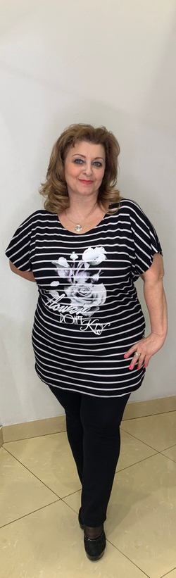 Летний блузон-туника в полоску