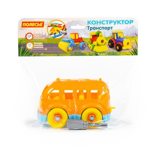 Конструктор-транспорт Автобус малый (15 элементов) (в пакете)