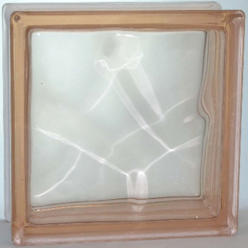 Стеклоблок волна розовый окраска в массе Vitrablok  19x19x8