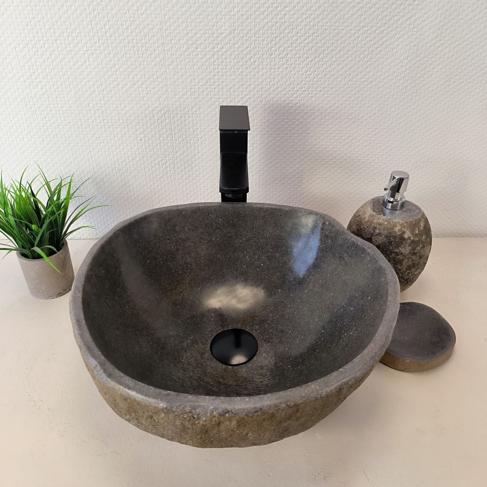 Раковина из речного камня RS-66018 41х40х15 из натурального камня
