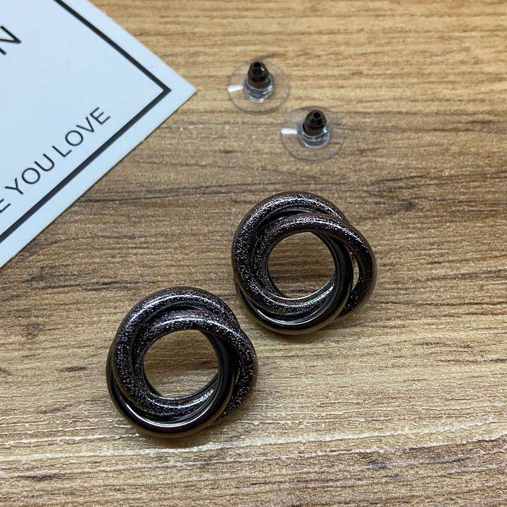 Серьги Fashion кольцо тройное сияние глянец цвет золотистый глянцевый 2 см