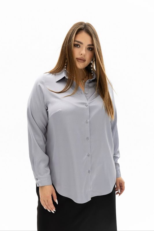 Блузка атласная из вискозы, светло-серый