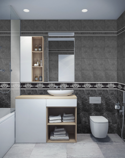 Панель ПВХ фотопечать с глиттером Вавилон черное серебро 2700х250мм