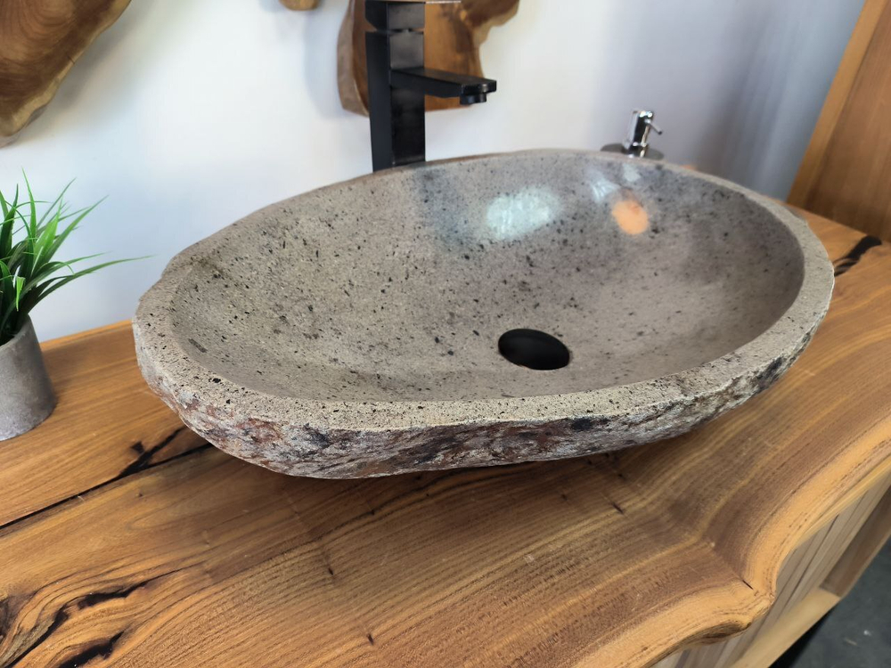 Раковина из речного камня RS-65797 60х40х15 из натурального камня