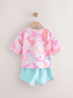 Футболка и шорты в комплекте для девочки Next AE6-183, Розовый, Голубой