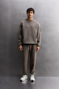 ZARA ТЕХНИЧЕСКАЯ ТОЛСТОВКА С КРУГЛЫМ ВЫРЕЗОМ, ПЕСОЧНЫЙ