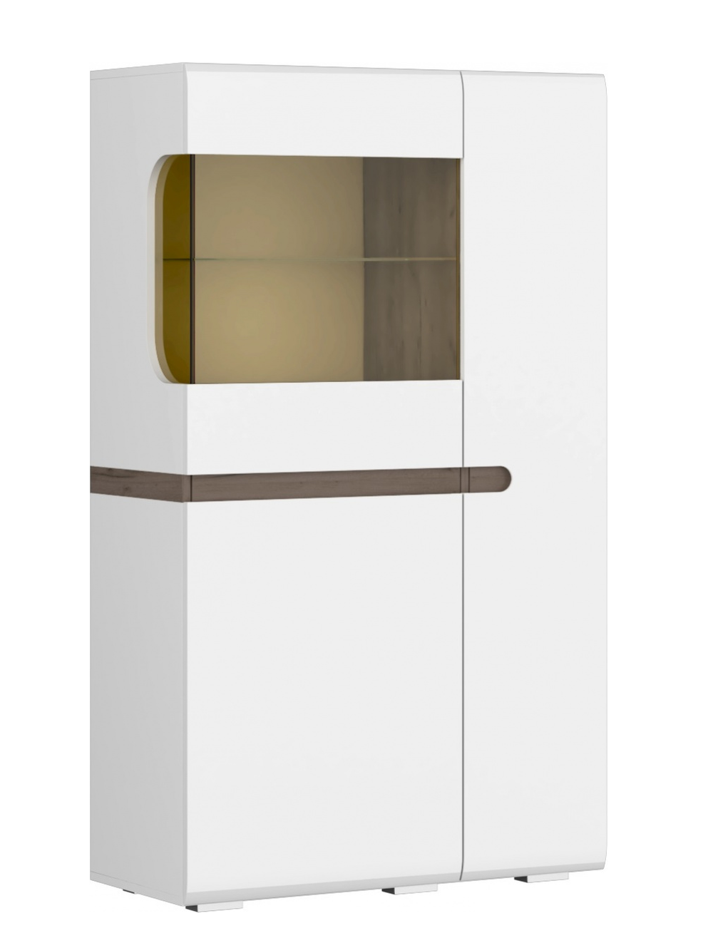 Шкаф витрина малая Ультра белый/белый глянец