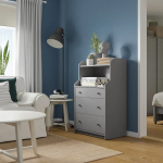 Комод с 3 ящиками/полкой - IKEA HAUGA, 70x116 см, серый ХАУГА ИКЕА